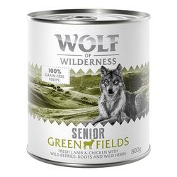 24x800g Senior Green Fields Lamb Wolf of Wilderness Wet Dog Food