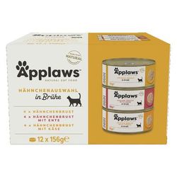 12x156g Chicken in Broth Mixed Pack Cat Cans Applaws Wet Cat Food