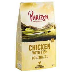 12kg Adult Chicken, Fish Purizon Grain-free Dry Dog Food