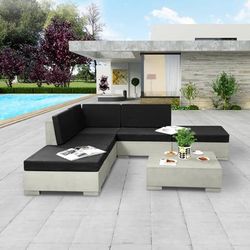 vidaXL Set Divani da Giardino 6 pz con Cuscini in Cemento Grigio