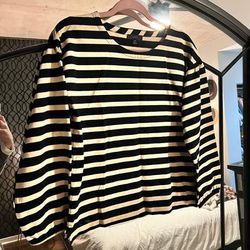 J. Crew Tops | J. Crew Crewneck Striped Shirt | Color: Black/Cream | Size: Xs