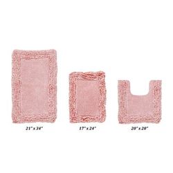 Shaggy Border Bath Rug Mat, 3 Piece Set, (17" X 24" | 20" X 20" | 21" X 34") by Better Trends in Pink