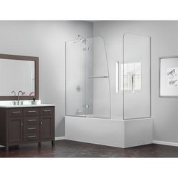 Dreamline DreamLine Aqua Ultra 48 inch W x 30 inch D x 58 inch H Frameless Hinged Tub Door with Return Panel in Brushed Nickel SHDR-3448580-RT-04