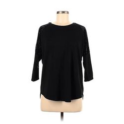 Bobeau 3/4 Sleeve Top Black Boatneck Tops - Women's Size Medium