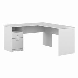 Bush Furniture Cabot 60W L Shaped Computer Desk with Drawers in White - Bush Furniture CAB044WHN