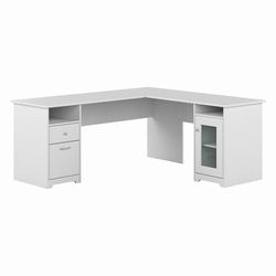 Bush Furniture Cabot 72W L Shaped Computer Desk with Storage in White - Bush Furniture CAB072WHN