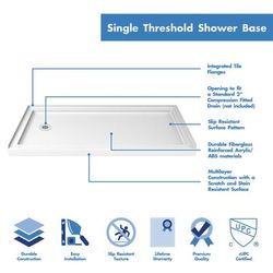 Dreamline DreamLine SlimLine 34 inch D x 60 inch W x 2 3/4 inch H Left Drain Single Threshold Shower Base in White DLT-1134601