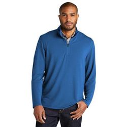 Port Authority K825 Microterry 1/4-Zip Pullover T-Shirt in Aegean Blue size Small | Polyester/Rayon/Spandex