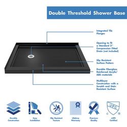 Dreamline DreamLine SlimLine 36 inch D x 48 inch W x 2 3/4 inch H Left Drain Double Threshold Shower Base in Black DLT-1036481-88