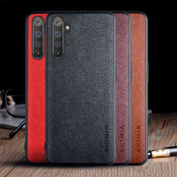 Coque pour Realme 6 Pro 6i 6s étui en cuir vintage durable couleur unie design classique