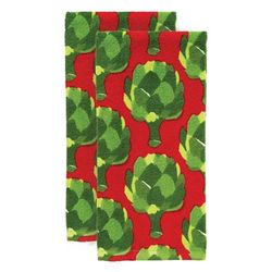 Fiber Reactive Print Kitchen Towels, Set Of 2 Towel by T-fal in Artichoke