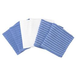Horizontal Stripe Bar Mop Cloth, Set Of 6 Towel by RITZ in Light Blue