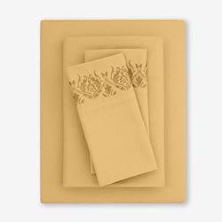 Amelia Sheet Set by BrylaneHome in Honey Gold (Size TWIN)