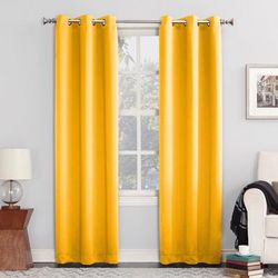 Wide Width Sun Zero Blackout Greenwich Grommet Panel by BrylaneHome in Gold (Size 40" W 95" L)