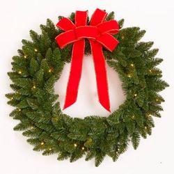 24" Pre-Lit Canadian Pine Arrow Tip Wreath by BrylaneHome in Lights Christmas Wreath