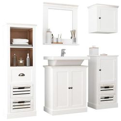 vidaXL Set Mobili da Bagno 5 pz in Legno Massello Bianco