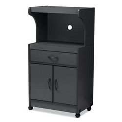 Tannis Wood Kitchen Cabinet Furniture by Baxton Studio in Grey