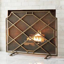 Beckett Fireplace Screen - Antique Brass, Large Antique Brass - Frontgate