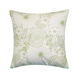 Fine Line Embroidered Floral 18x18 Indoor Outdoor Decorative Pillow by Levinsohn Textiles in Green