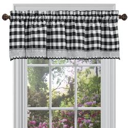 Buffalo Check Window Curtain Valance by Achim Home Décor in Black