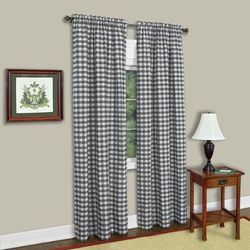 Wide Width Buffalo Check Window Curtain Panel by Achim Home Décor in Black (Size 42" W 84" L)