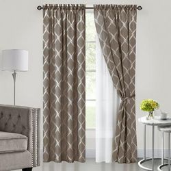 Wide Width Bombay Double Layered Rod Pocket Window Curtain Panel by Achim Home Décor in Brown (Size 52" W 63" L)
