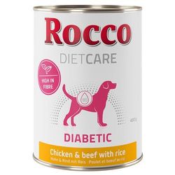 6x400g Diabetic Chicken, Beef, Rice Rocco Diet Care Wet Dog Food
