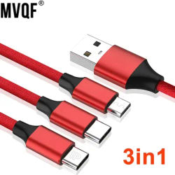 MVQF-Chargeur 3 en 1 avec plusieurs ports USB fil de téléphone portable pour iPhone 11 Type C Micro