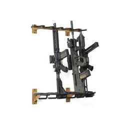 Savior Equipment 6 Slots Rifle Wall Rack RAL 8000 Tan 25in W x 3.5in H x 8in D RK-RIF6-WALL-TN