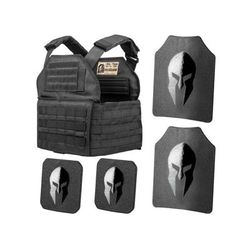 Spartan Armor Systems Shooters Cut And Omega AR500 Body Armor Package Small/Extra Large Black Adjustable SA-AR500PKG-SHPC-BK-SP