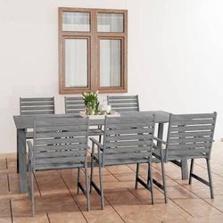 vidaXL Set Pranzo da Giardino 7 pz in Legno Massello di Acacia Grigio