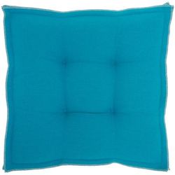 "Mina Victory Outdoor Pillows Flange Seat Cushion Turquoise Seat Cushion 18" X 18" X 3" - Nourison 798019080129"