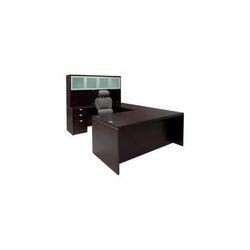 Mocha Laminate Straight Front U-Workstation w/Hutch