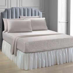 6-pc. Microfiber Bedtite Damask Stripe Sheet Set by BrylaneHome in Grey (Size QUEEN)