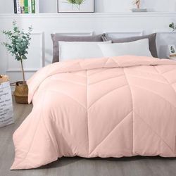 Chevron Stitch Down Alternative Comforter by St. James Home in Blush (Size TWIN)