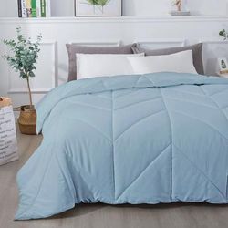 Chevron Stitch Down Alternative Comforter by St. James Home in Blue Fog (Size FL/QUE)