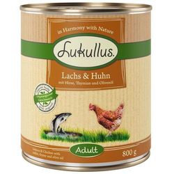 6x800g Salmon & Chicken Lukullus Wet Dog Food