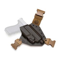 GunfightersINC Kenai Light Bearing Chest Holster Glock 1945 Tlr-7A MAS Grey/ Coyote Coyote Harness Right Hand KN-LB-Glock19-TLR7A-00000081