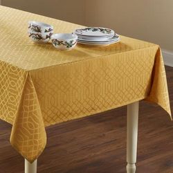Wide Width Jacquard Tablecloth by BrylaneHome in Gold (Size 60" W 120"L)