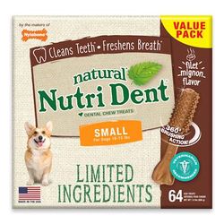 Nutri Dent Filet Mignon Flavored Small/Regular Dog Dental Chews, 1.9 lbs., Count of 64