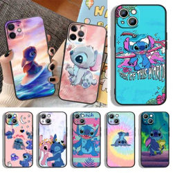 Coque en silicone Disney Cute Stitch pour Apple iPhone coque de téléphone noire 13 12 11 Pro