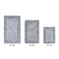 Shaggy Border Bath Rug Mat, 3 Pc Set, (17" X 24" | 21" X 34" | 24" X 40") by Better Trends in Silver