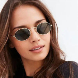 Lunettes de soleil ovales pour femmes lunettes de pilote dorées petites lunettes de soleil rétro