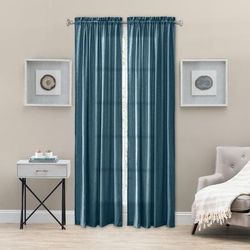 Wide Width Portland Tailored Panel by Ellis Curtains in Blue (Size 48" W 63" L)