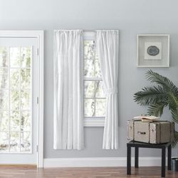 Eva Candlewick Tailored Pair With Tiebacks by Ellis Curtains in White (Size 100"W 84" L)