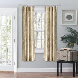 Wide Width Lexington Leaf- Candlewick Leaf Pattern On A Colored Ground- Tailored Panel Pair by Ellis Curtains in Tan (Size 56" W 84" L)
