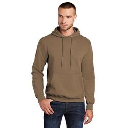 Port & Company PC78H Core Fleece Pullover Hooded Sweatshirt in Woodland Brown size XL | Cotton/Polyester Blend