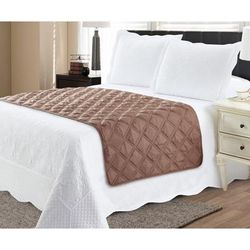 Solid Reversible Quilted Bed Runner Protector by Couch Guard in Taupe Beige (Size KING)
