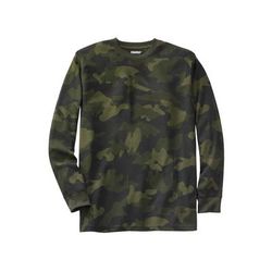 Men’s Big & Tall Waffle-knit Thermal Crewneck Tee by KingSize in Olive Camo (Size 2XL) Long Underwear Top