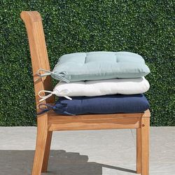 Tufted Outdoor Chair Cushion - Rain Indigo, 17"W x 17"D - Frontgate